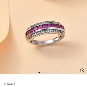 Karis Ruby and White Zircon 1.20 ctw Ring in Platinum Bond (Size 7.0)